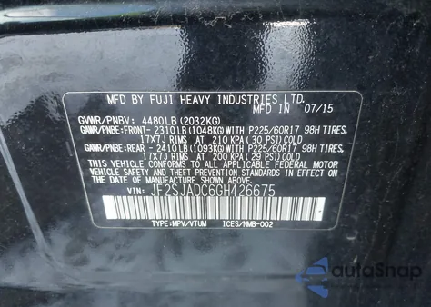 2016 Subaru Forester 2.5I Premium z USA, uszkodzony, nr VIN JF2SJADC6GH426675